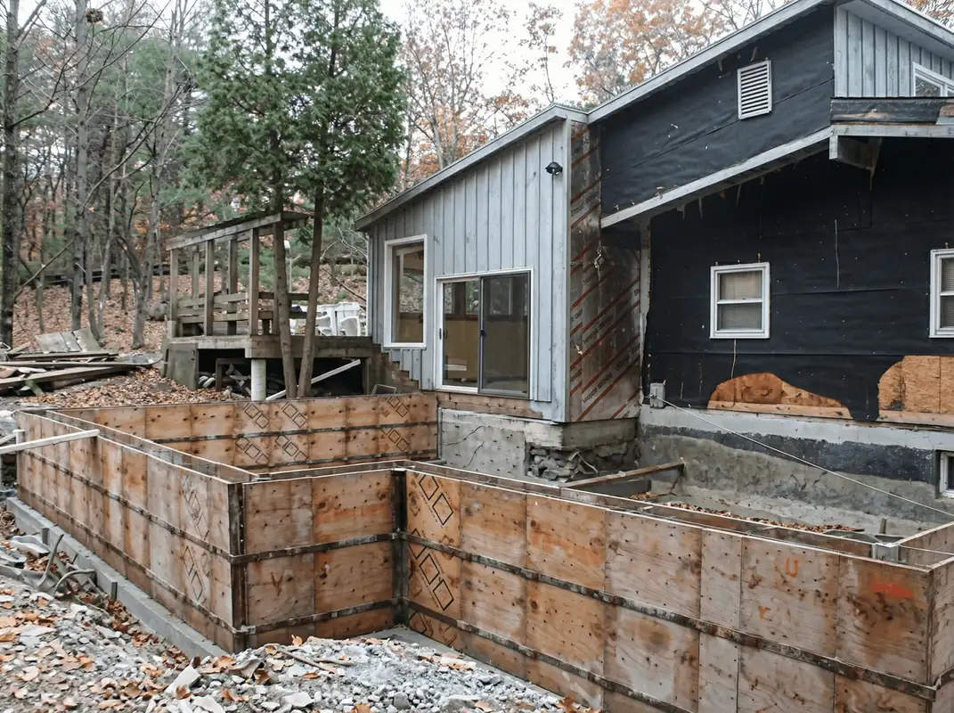 Prepared site with foundation forms for home remodeling and addition project in Mobile, AL
